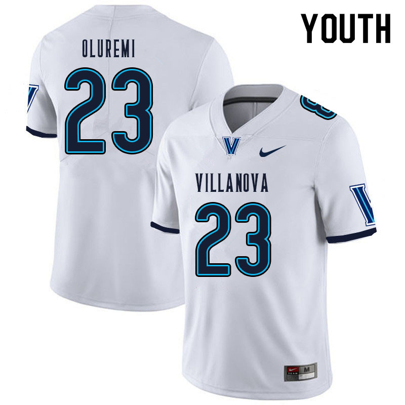 Youth #23 Josh Oluremi Villanova Wildcats College Football Jerseys Sale-White